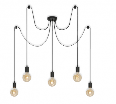 Lustra suspendata Briloner Leuchen, 5 brate cu socluri E27, inaltime reglabila, max.60W, 100x150 cm, Negru [1]