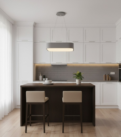 Lustre suspendate - Candelabru led Gri cu lumina calda