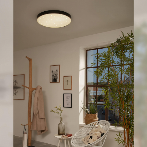 Plafoniera LED Brilone STAR SKY LED Efect Cer instelat Putere 24,5W  4000K .Lumina neutra, 38 cm, negru [1]