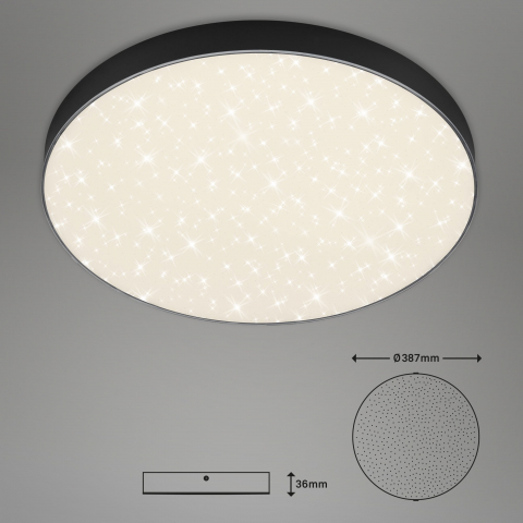 Plafoniera LED Brilone STAR SKY LED Efect Cer instelat Putere 24,5W  4000K .Lumina neutra, 38 cm, negru [4]