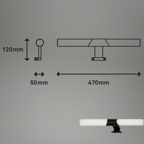 Aplica baie obglinda Bath Briloner 12 W 1300 lumeni 4000K lumina neutra IP44 47 cm negru [3]