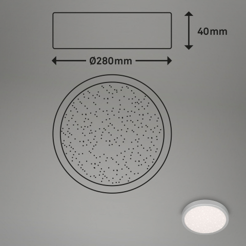 Plafoniera LED Briloner, forma rotunda, efect de cer instelat, 18.5W, 2000 lumeni, temperatura 4000k, IP44, 28 cm, Gri [4]