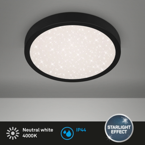 Plafoniera LED Briloner, forma rotunda, efect de cer instelat, 18.5W, 2000 lumeni, temperatura 4000k, IP44, 28 cm, Negru [2]