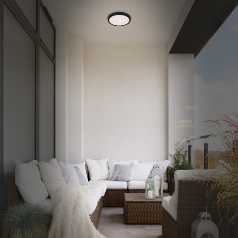 Plafoniera LED Briloner, forma rotunda, efect de cer instelat, 18.5W, 2000 lumeni, temperatura 4000k, IP44, 28 cm, Negru [1]