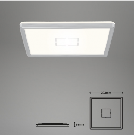 Plafoniera LED Briloner Free Ultra Slim, Patrata, 18W, 2400 lumeni, lumina neutra (4000K), efect lumina indirecta, 29.3x29.3x2.8 cm, Argintiu [3]