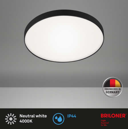 Plafoniera LED Briloner Malbona, 13W, 1200 lumeni, lumina neutra (4000K), IP44, 28.5x6.5 cm, Alb/Negru [3]