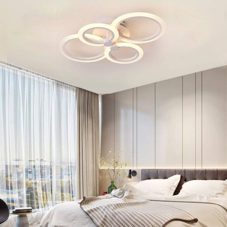 Lustra LED integrat SLC Selino Concept Rondo 2+2, 36-72W, cu aplicatie telefon, telecomanda, lumina calda/neutra/rece, intensitate reglabila, 56 cm, Alb [3]
