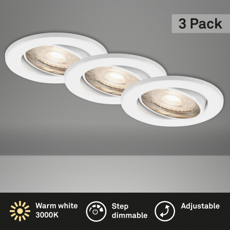 Set 3 spoturi LED Briloner Leuchen Ultra Slim, 3X5W, 3x460 lumeni, driver alimentare inclus, Ajustabil, Lumina Calda (3000K), CRI>80, IP23, Alb [2]