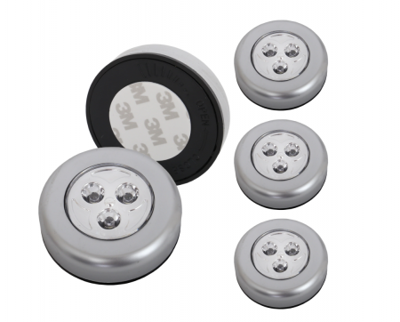 Set 5 lampi LED Briloner, 0.3 W, 15 lm, IP20, sistem push On/Off, banda autoadeziva inclusa [1]