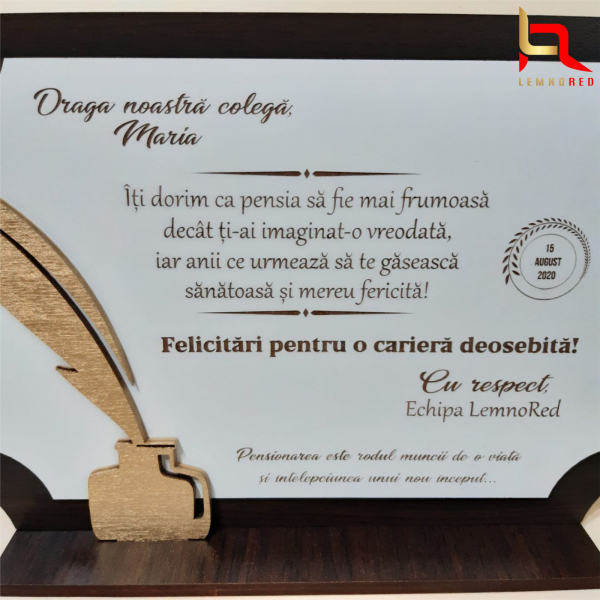 Trofeu cu mesaj pentru pensionare [3]