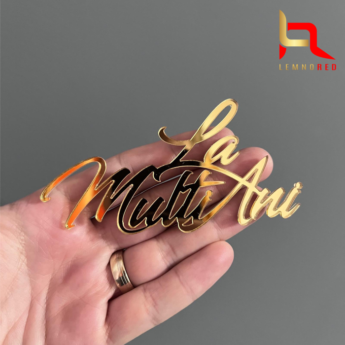 Aplicatie tort „La multi ani” – decor lateral aniversar din lemn sau acril [2]