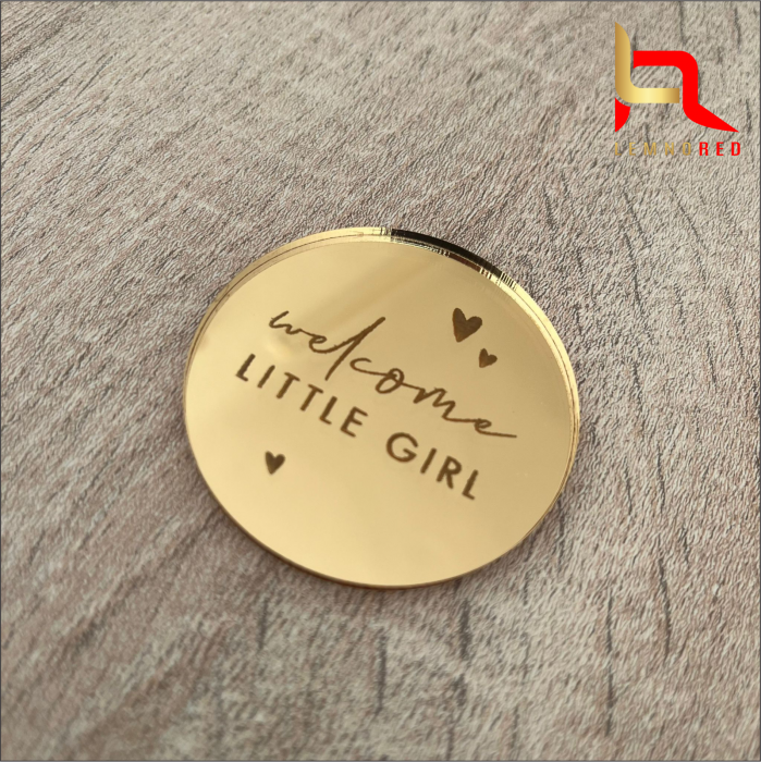 Bănuț decorativ din oglinda acrilica - Welcome LITTLE Boy/Girl [2]
