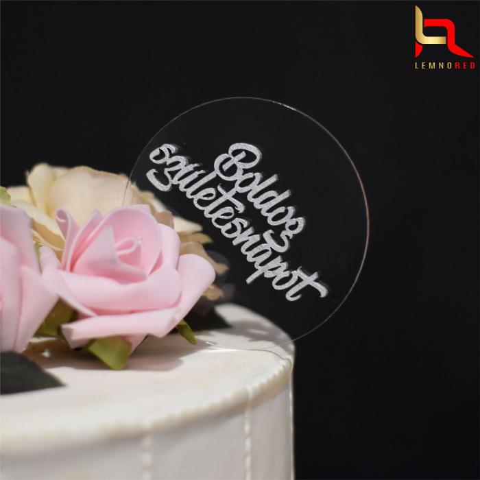 Topper tort "Boldog Szuletesnapot" din plexiglas si lemn [3]