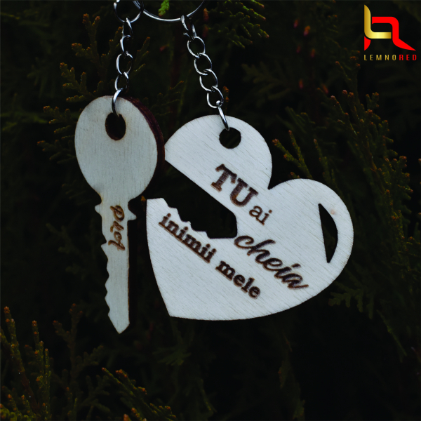 Brelocuri cuplu personalizate INIMA + CHEIA [2]