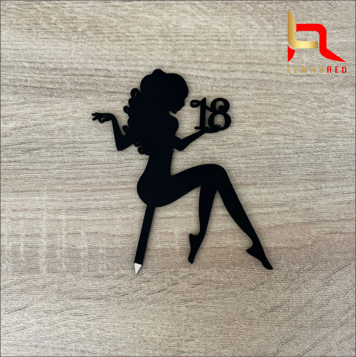 Cake topper aniversare 18 ani - silueta fata [2]