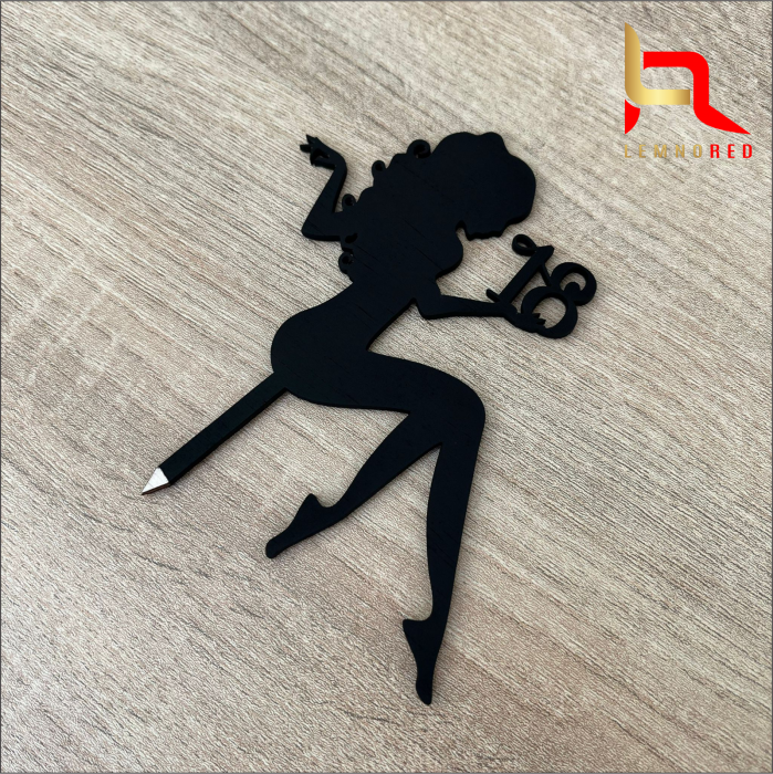Cake topper aniversare 18 ani - silueta fata [3]