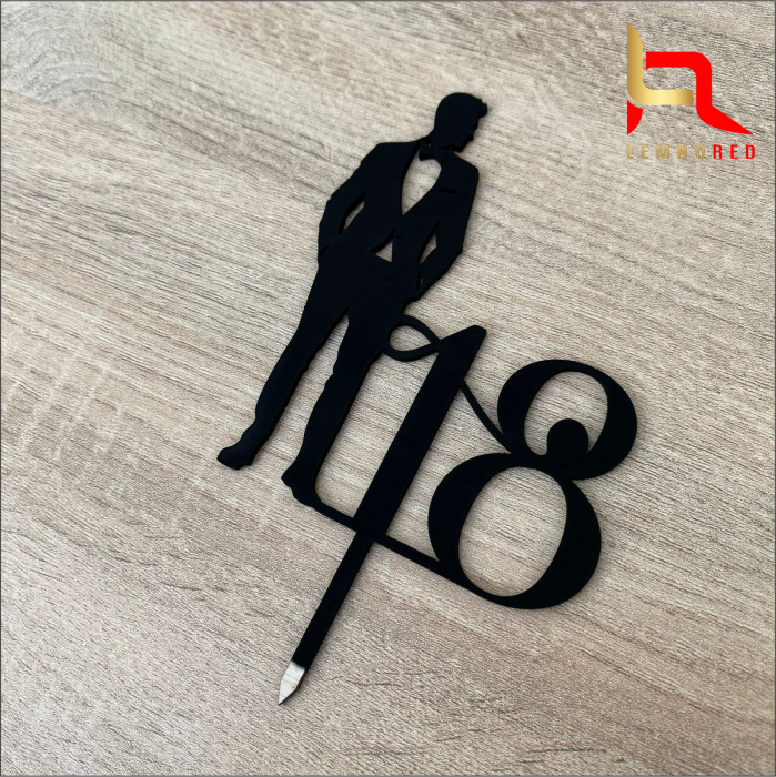 Cake topper aniversare 18 ani - silueta baiat [4]