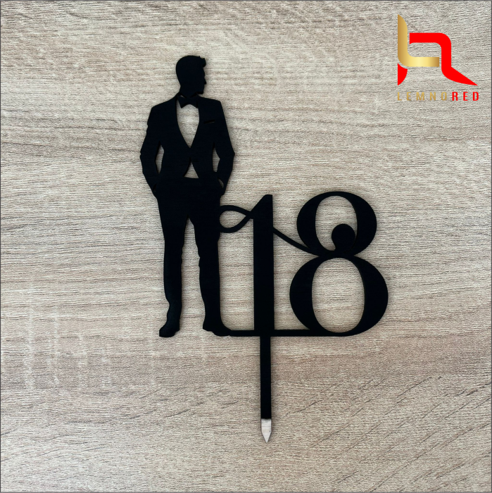 Cake topper aniversare 18 ani - silueta baiat [3]