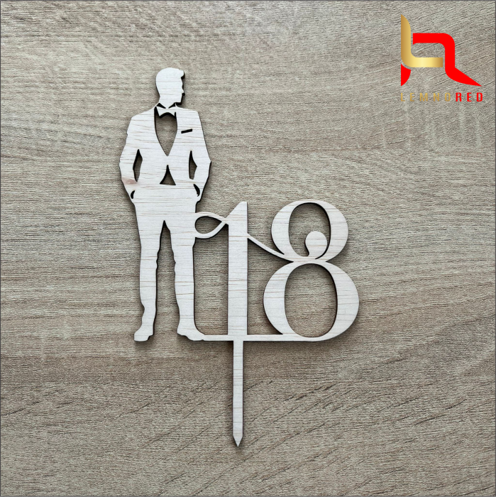 Cake topper aniversare 18 ani - silueta baiat [2]