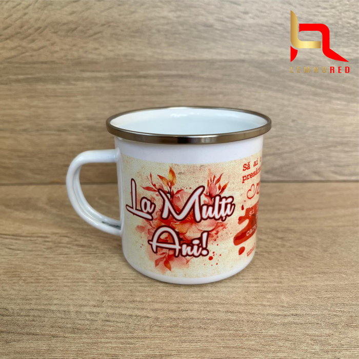 Cana din metal cu LA MULTI ANI si text [3]