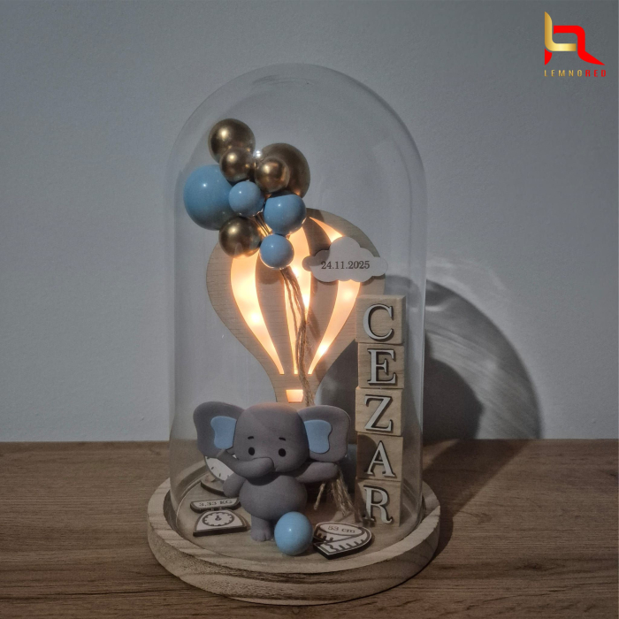Cupolă din sticlă cu detalii personalizate – cadou special la nașterea bebelușului [3]