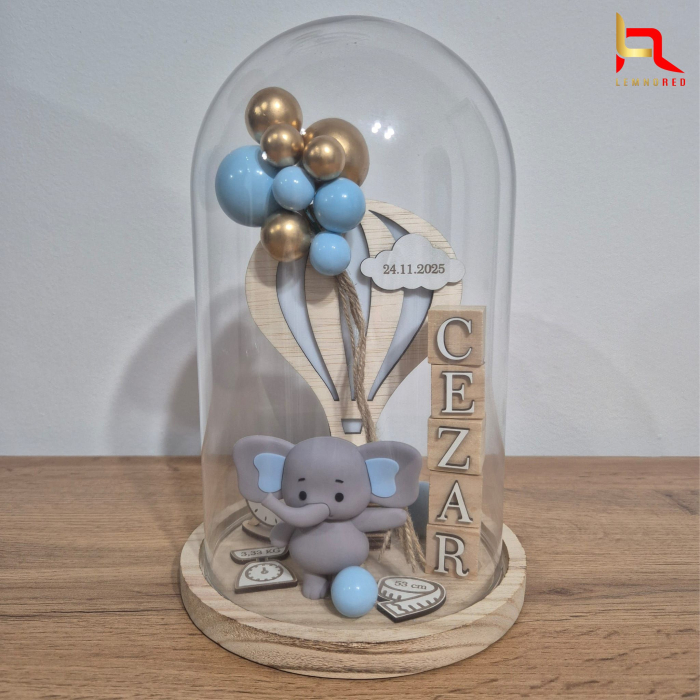 Cupolă din sticlă cu detalii personalizate – cadou special la nașterea bebelușului [2]