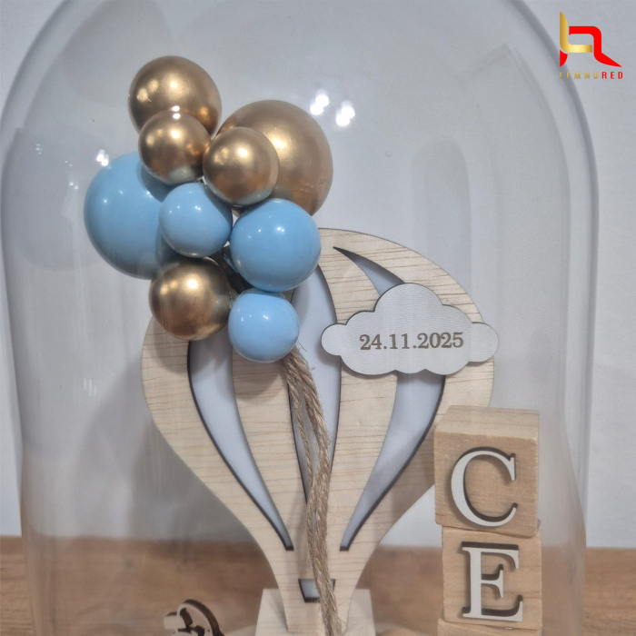 Cupolă din sticlă cu detalii personalizate – cadou special la nașterea bebelușului [5]