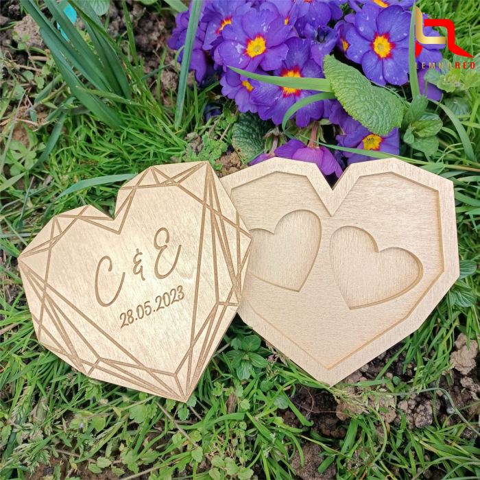 Cutie verighete personalizata GEOMETRIC HEART [2]