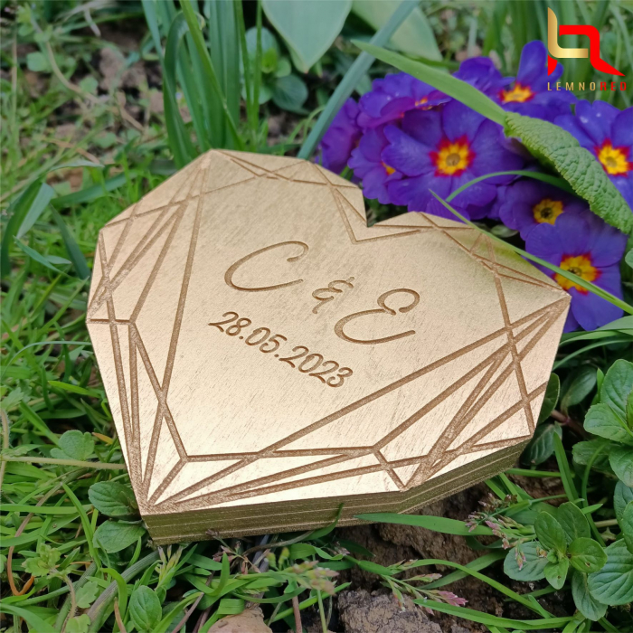 Cutie verighete personalizata GEOMETRIC HEART [3]