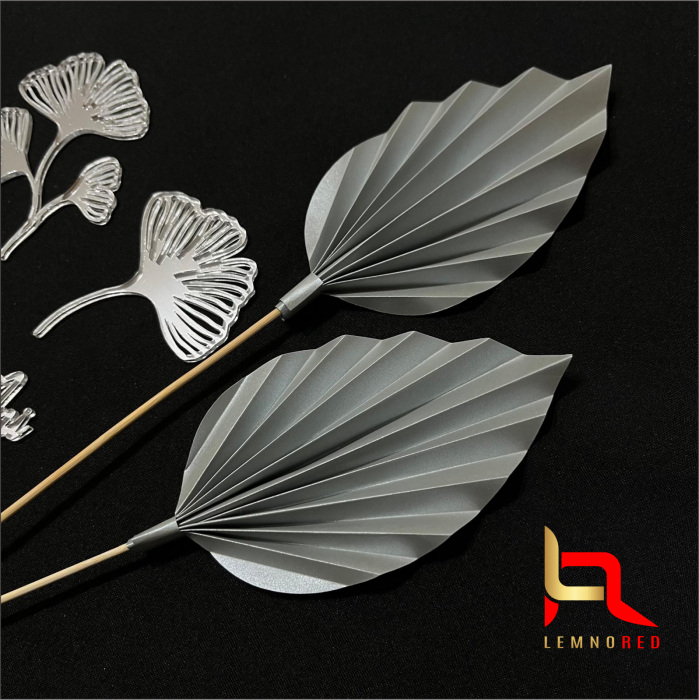 Decor pentru tort in nuante argintii (ginkgo) [2]