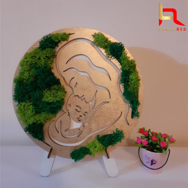 Decoratiune cu licheni mama si copilul [3]