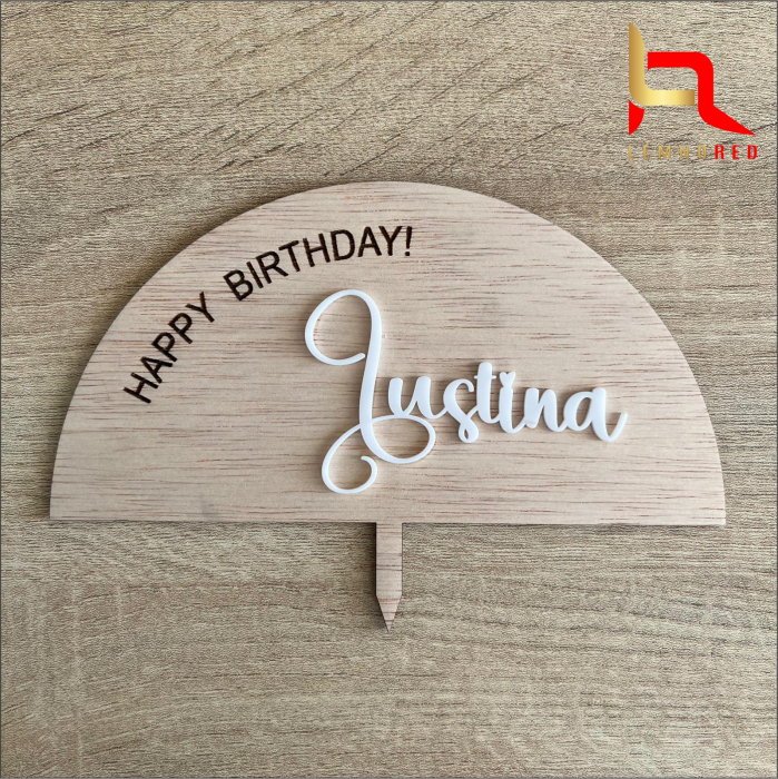 Decoratiune tort cu text personalizat (lemn+plexiglas) [2]