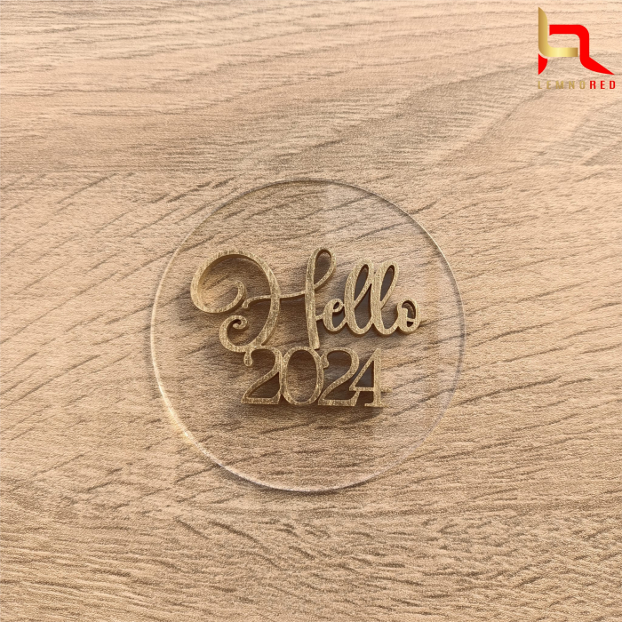 Decoratiune tort din plexiglas + lemn (HELLO 2024) [3]