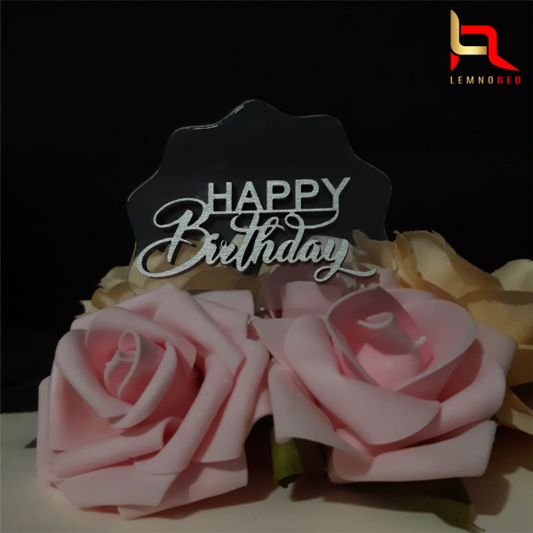 Decoratiune tort Happy Birthday (plexiglas+lemn) [2]