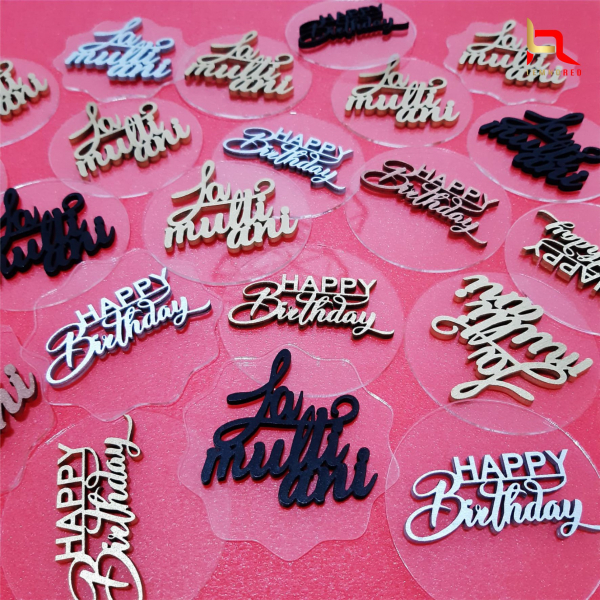 Decoratiune tort Happy Birthday (plexiglas+lemn) [3]
