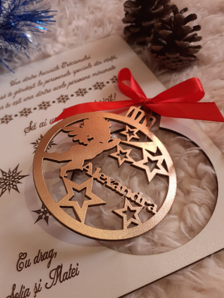Felicitare din lemn cu glob personalizat [2]