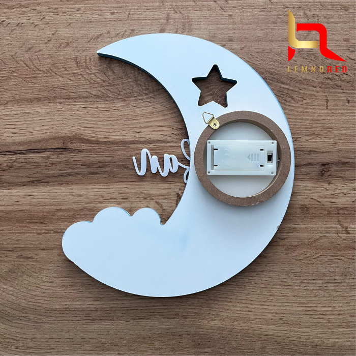 Lampa de veghe personalizata pentru baietel LUNA - cu nume si lumina LED [4]