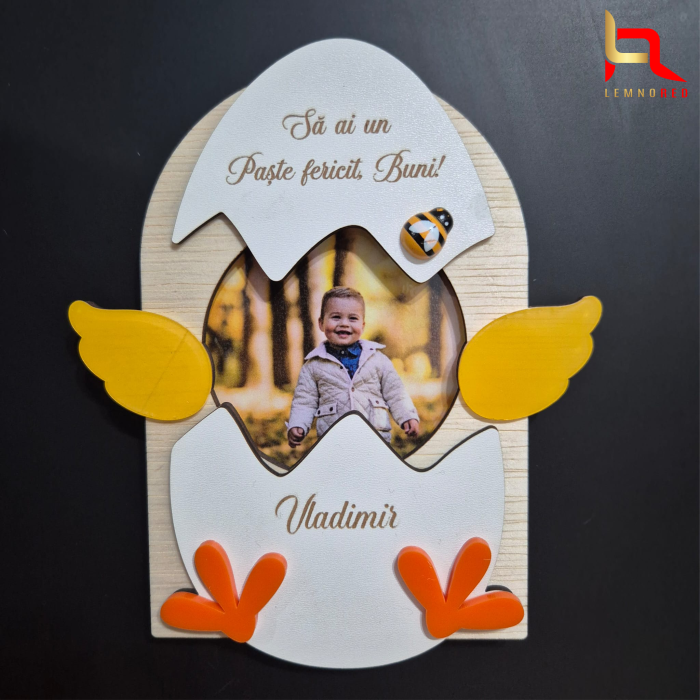 Rama foto magnet frigider Pui de Paste personalizata cu poza – cadou de Paste pentru bunici, copii, familie [3]