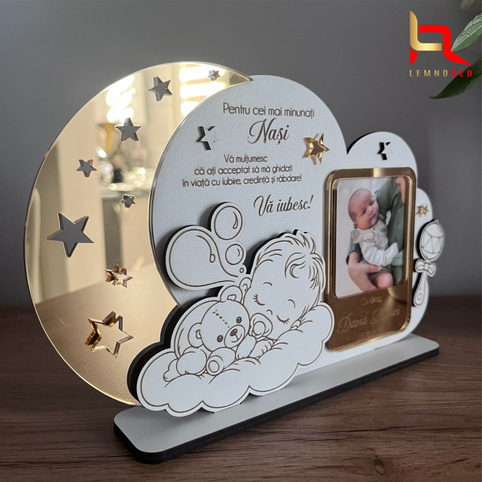 Rama foto personalizata cu mesaj de multumire pentru nasii de botez – Cadou emotional din partea finutului [3]