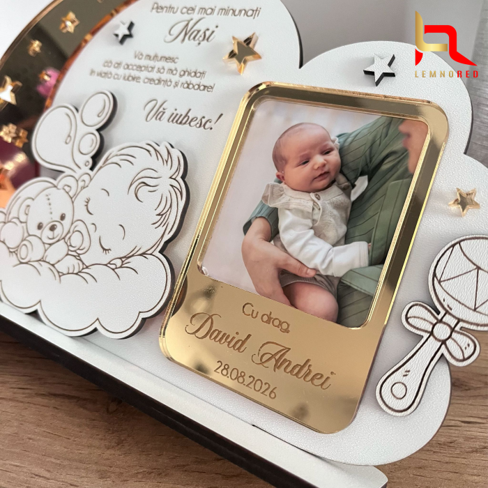 Rama foto personalizata cu mesaj de multumire pentru nasii de botez – Cadou emotional din partea finutului [4]