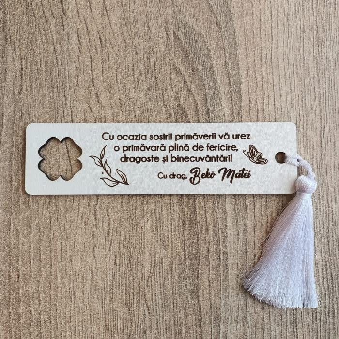Semn de carte personalizat, din lemn (TEXTUL TAU) [2]