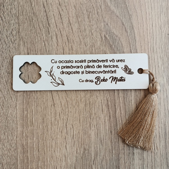 Semn de carte personalizat, din lemn (TEXTUL TAU) [3]