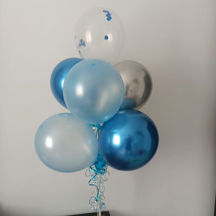 Set aranjament baloane cu suport - ALBASTRU/ROZ/ARGINTIU [2]