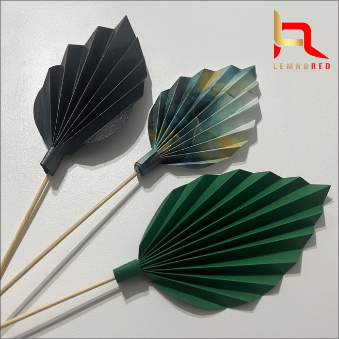 Set de 3 Evantaie Decorative pentru tort - Frunze de Palmier – negru, verde și combinat [2]