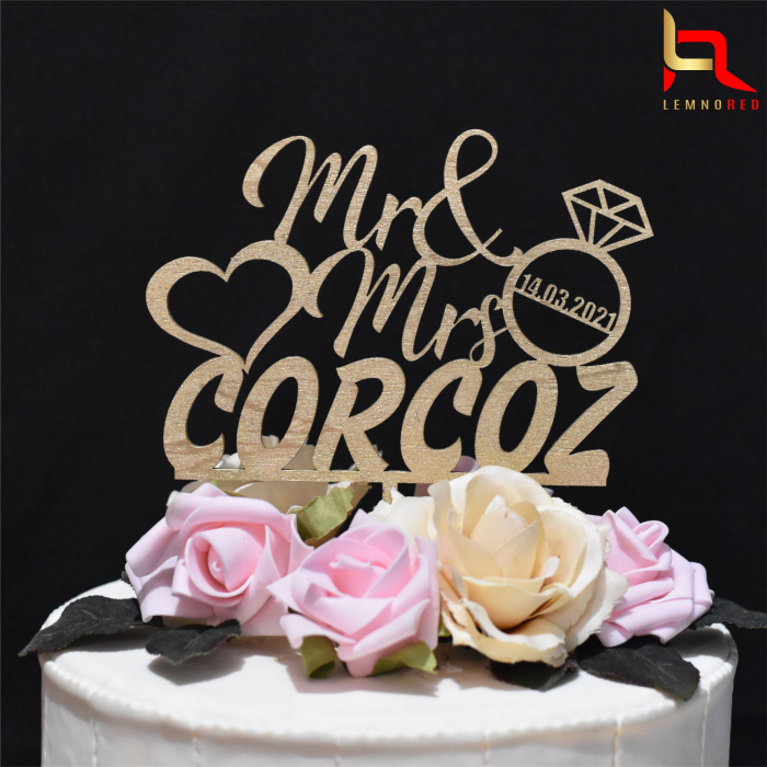 Topper tort pentru nunta Mr & Mrs [2]
