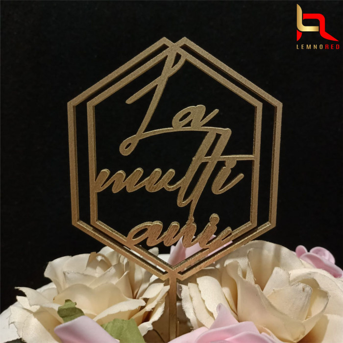 Topper tort hexagon - La multi ani - [3]