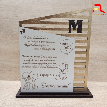 Botez - Dar de nastere pentru bebelus - placheta felicitare proaspeti parinti