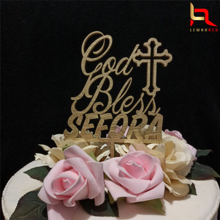 Toppere aniversari - Topper tort botez God Bless + Nume
