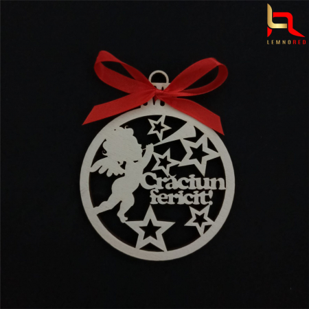 Craciun - Glob lemn Craciun fericit