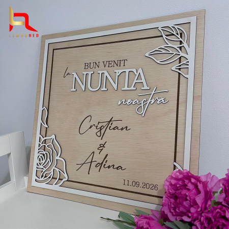 Tablou Nunta Personalizat Bun Venit la Nunta Noastra [2]